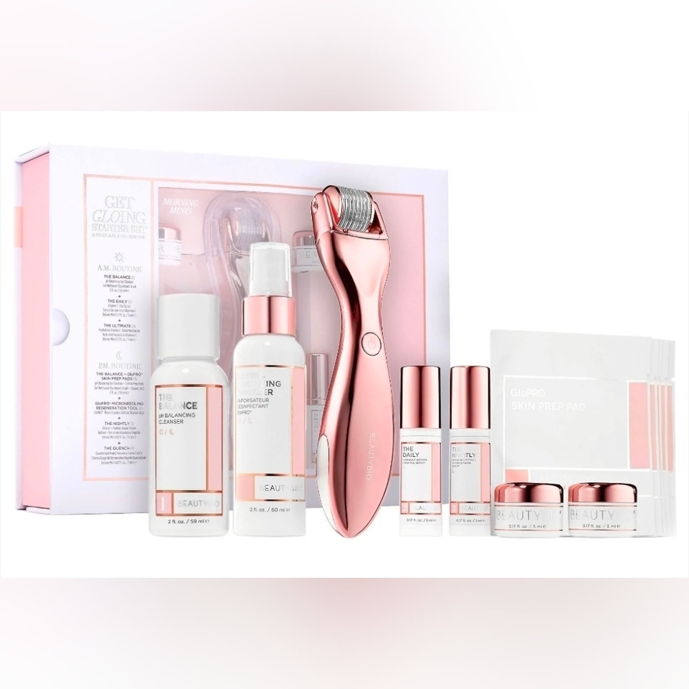 BEAUTYBIO - GET GLOWING 8 PIECE STARTER KIT AM+PM Routine, NWT